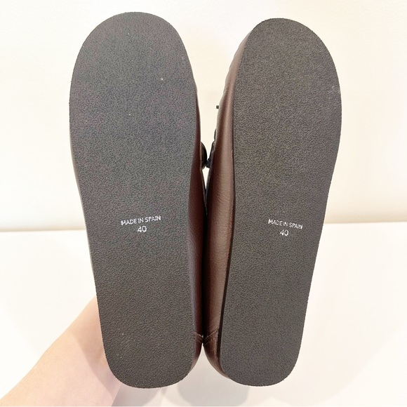 By Anthropologie NIB Classic Brown Bow Driving Leather Loafers - Picture 5 of 7